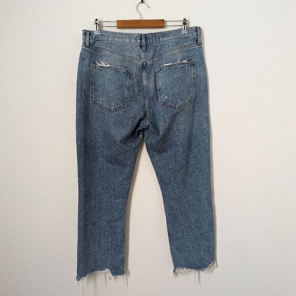 AGOLDE medium Haven wash indigo denim Riley high rise straight crop jeans - Picture 5 of 6